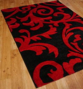 Black and Red scroll rug